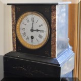 DC09. Slate case mantle clock with marble corners. 